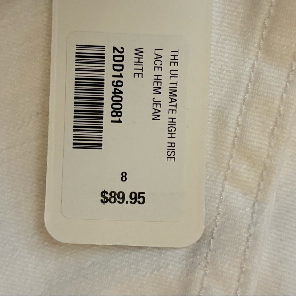 NWT Soft Surroundings White “The Ultimate High Rise Lace Hem Crop Jeans” 8 - Picture 7 of 10